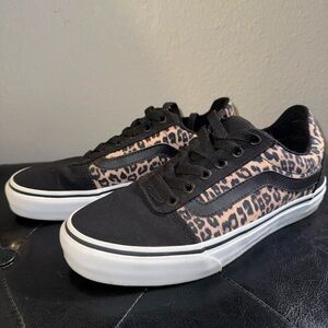 Vans Women's Black and Animal Print Sneakers